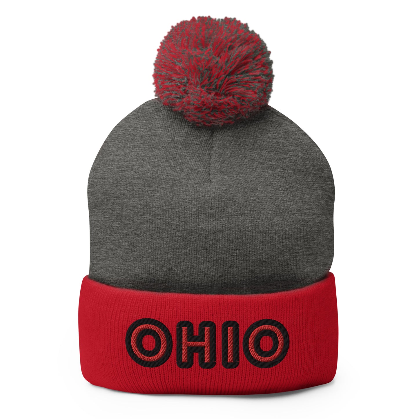 OHIO Buckeye 🌰 Pom-Pom Beanie