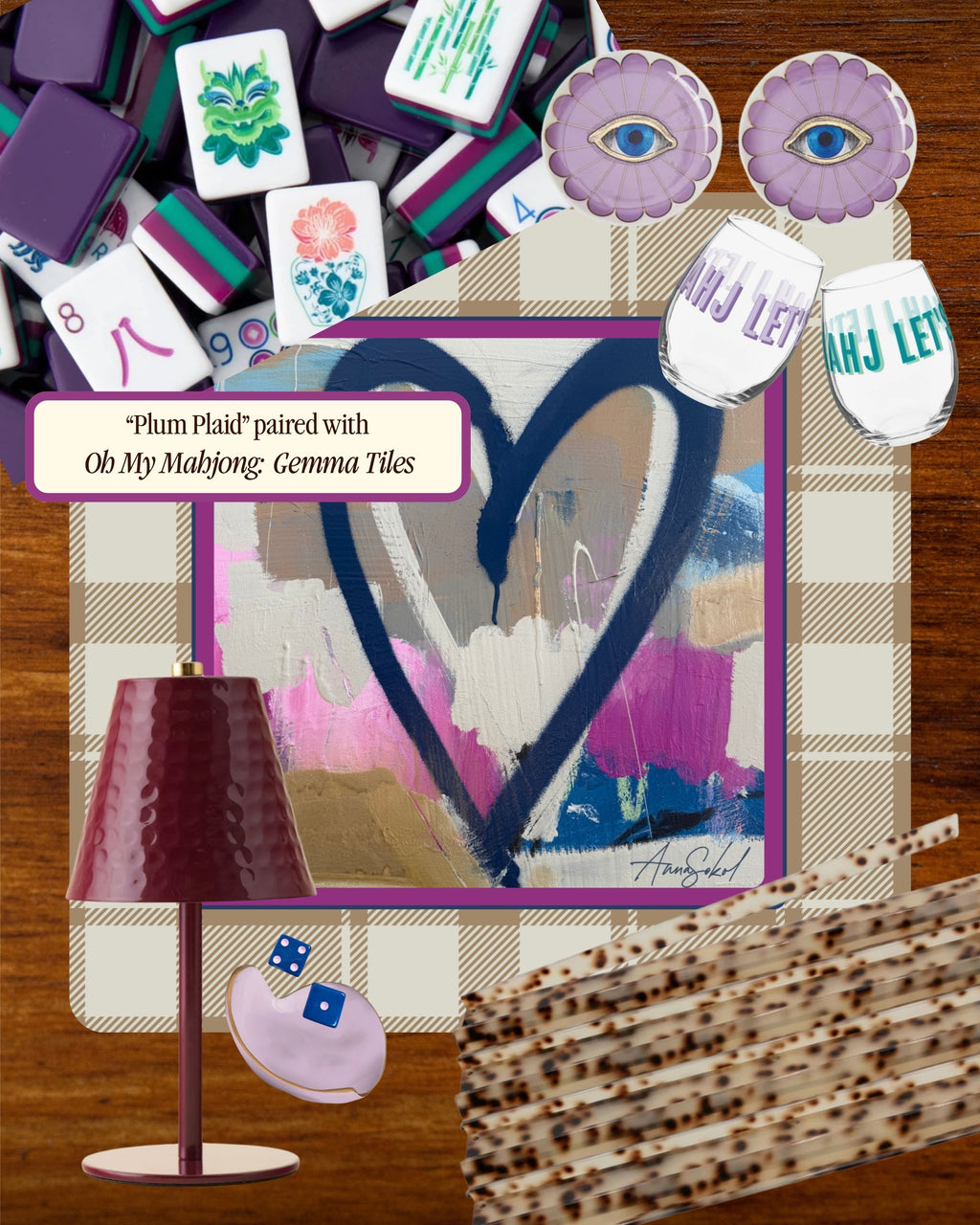 Plum & Plaid Mahjong Mat