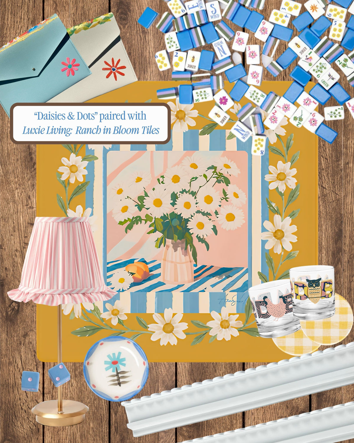 Daisies & Dots Mahjong Mat