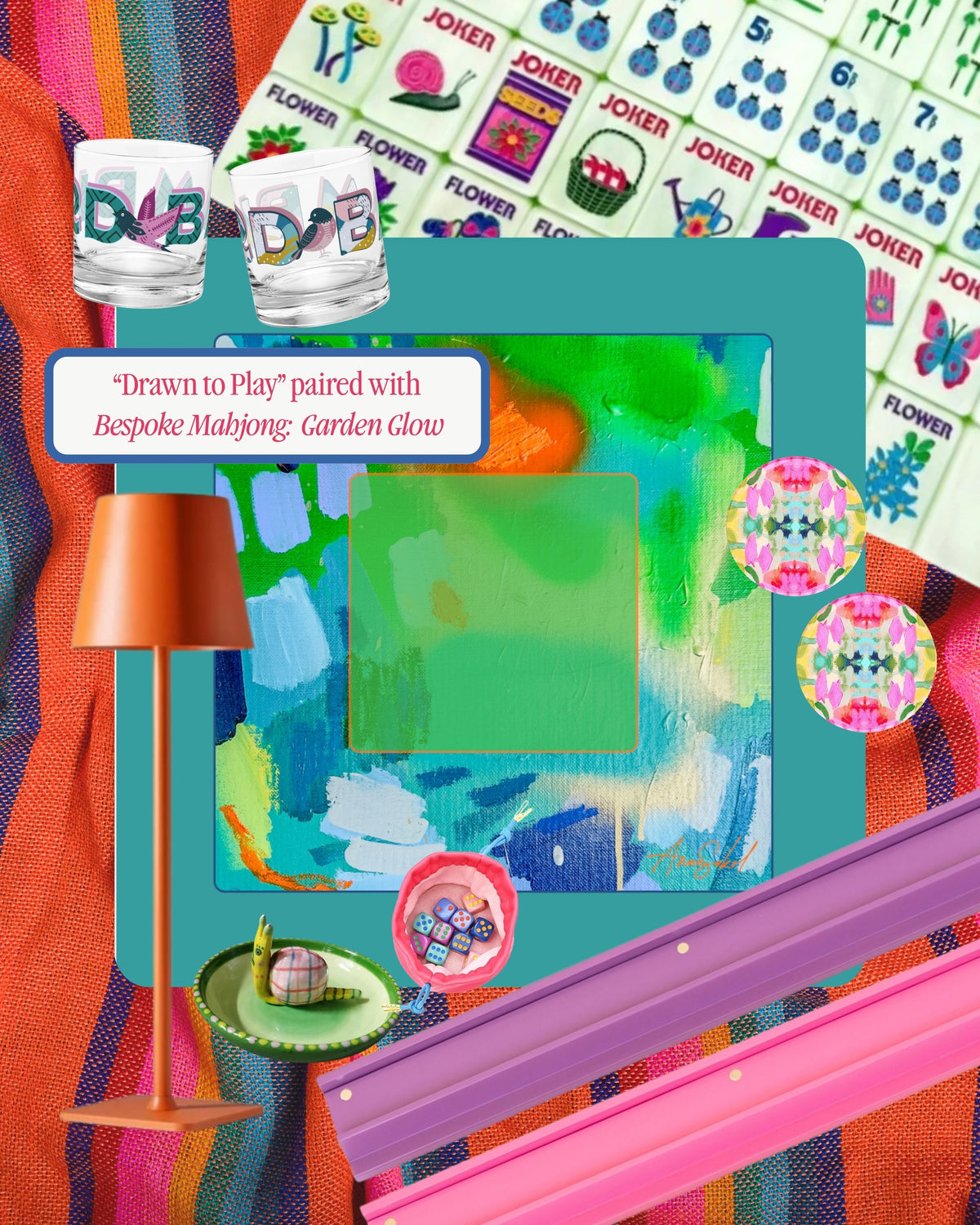 Drawn to Play Mahjong Mat