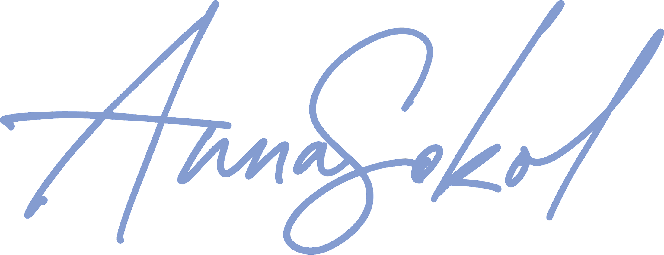 A light blue cursive signature reading 'Anna Sokol' on a plain white background.