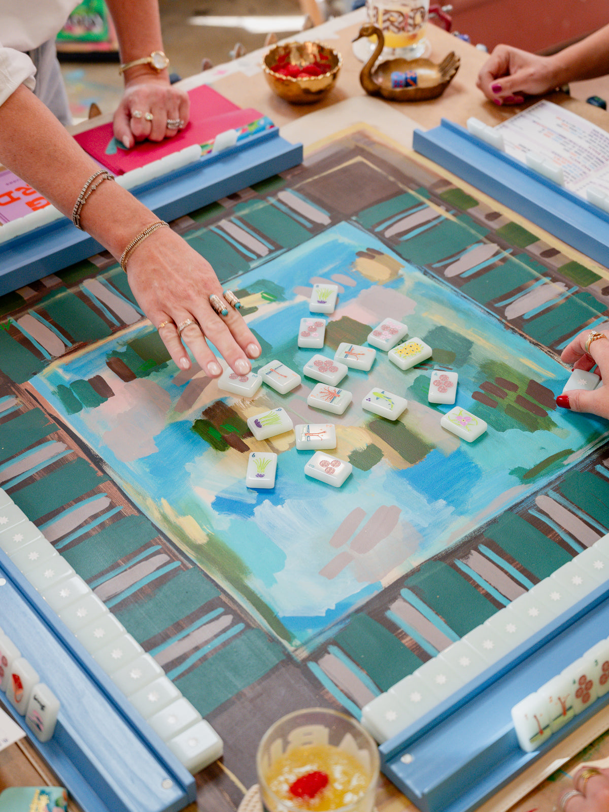 Frame of Mind: Original Hand Painted Mahj Mat