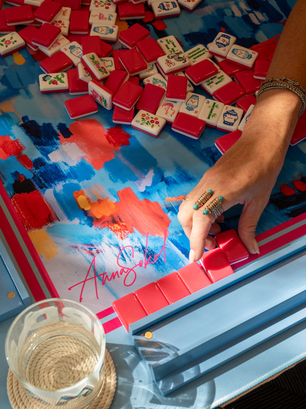 Blue Bamboo Mahjong Mat