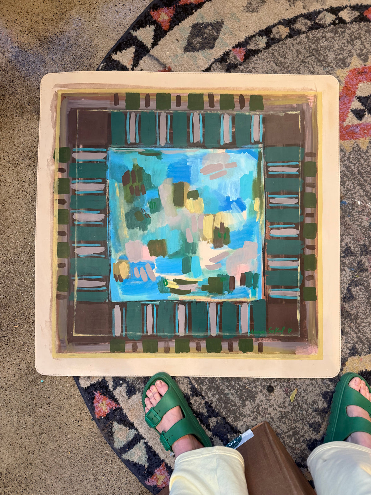 Frame of Mind: Original Hand Painted Mahj Mat