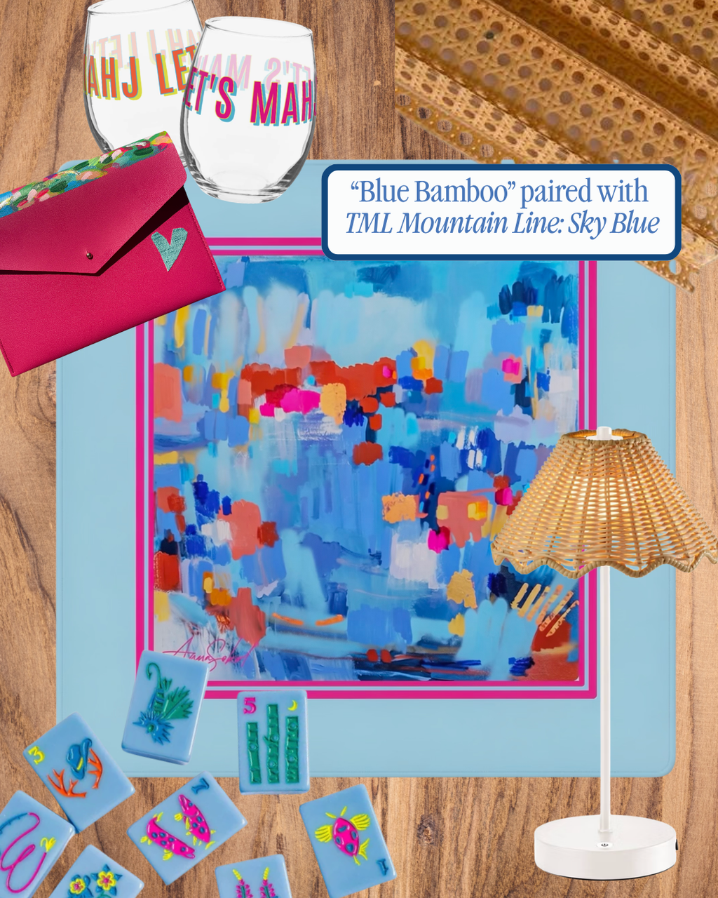 Blue Bamboo Mahjong Mat