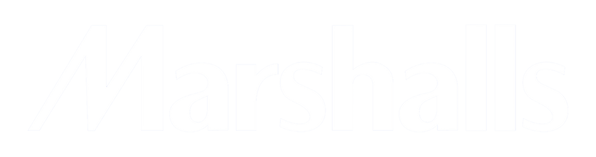 White Marshalls logo text on a solid white background.