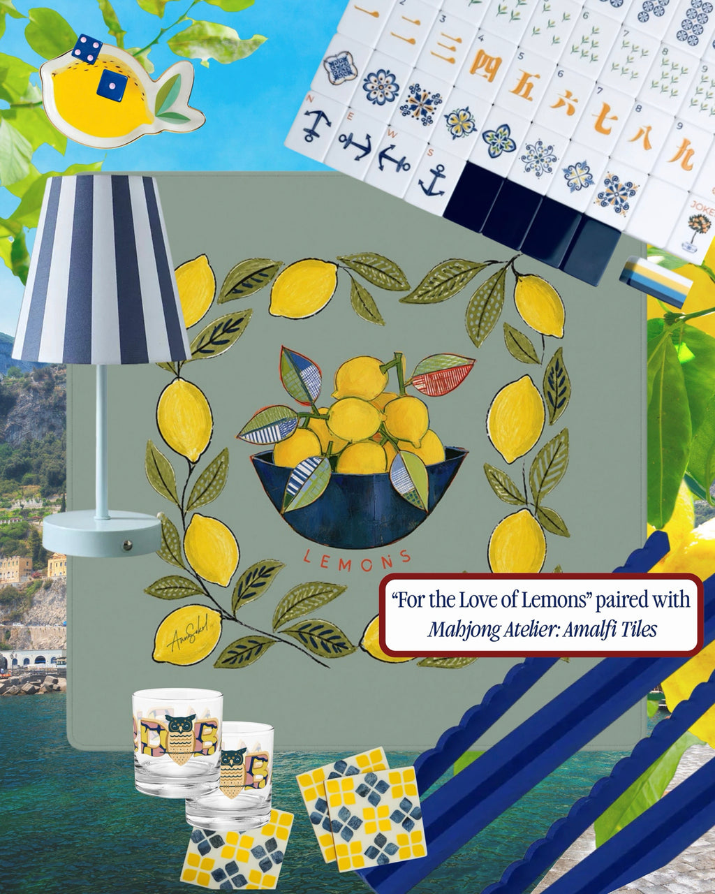 For the Love of Lemons Mahjong Mat
