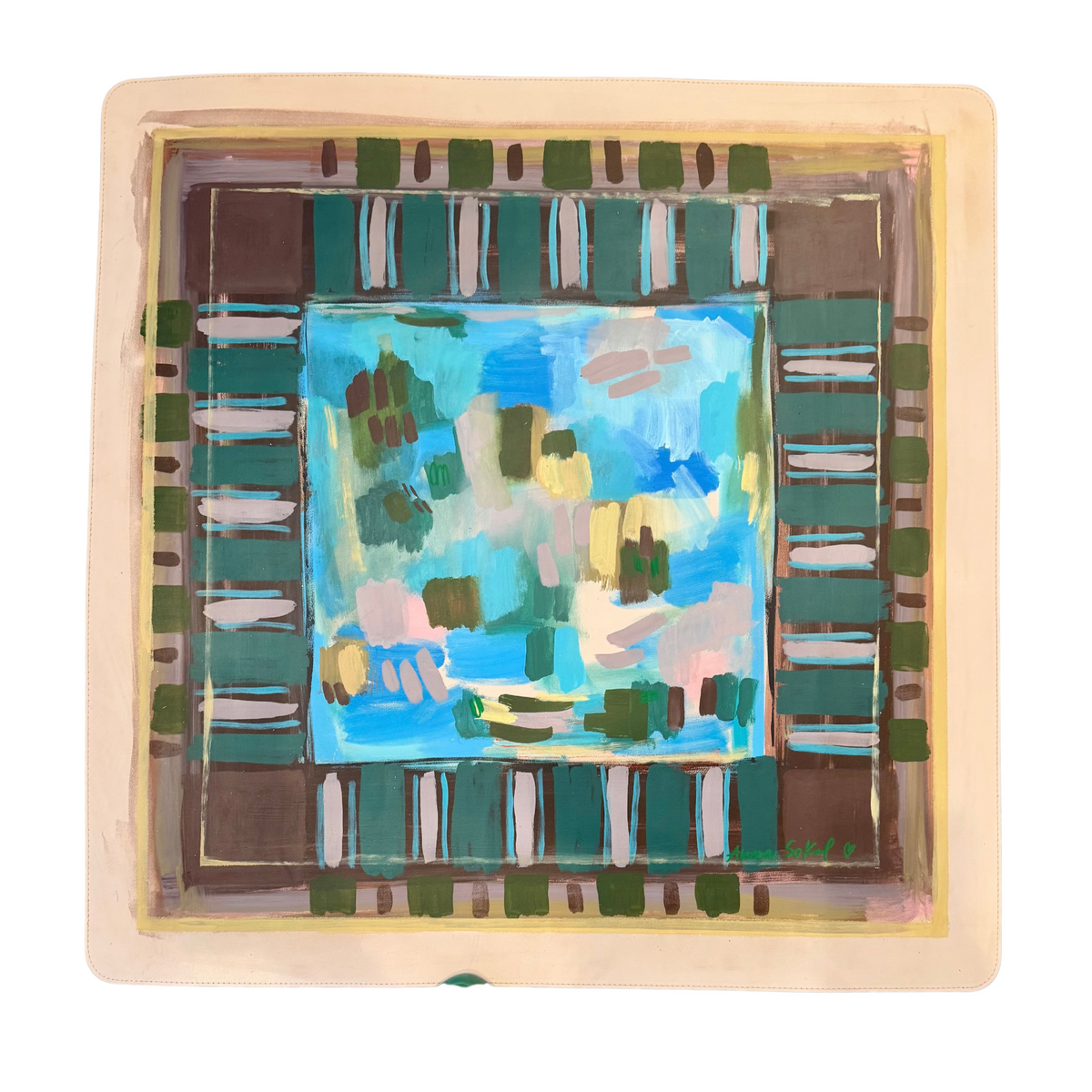Frame of Mind: Original Hand Painted Mahj Mat