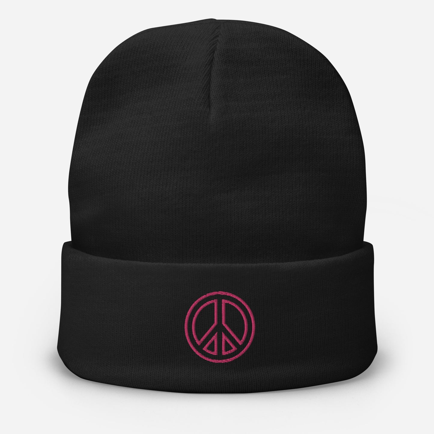 Pink Peace ☮️ Embroidered Beanie