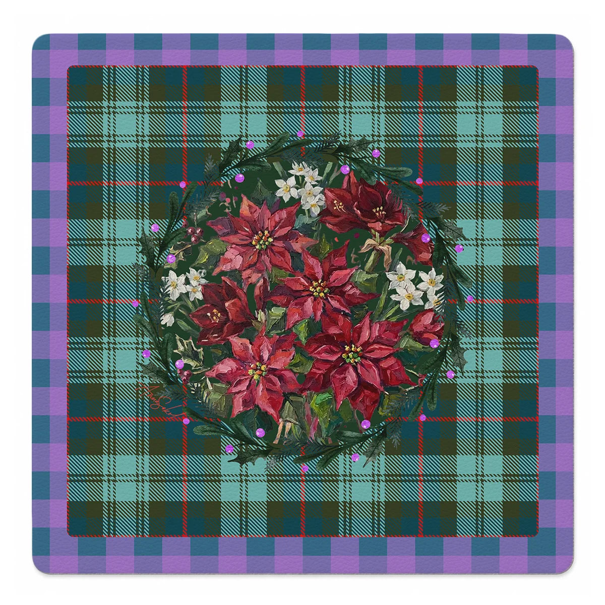 Poinsettia Party Mahj Mat