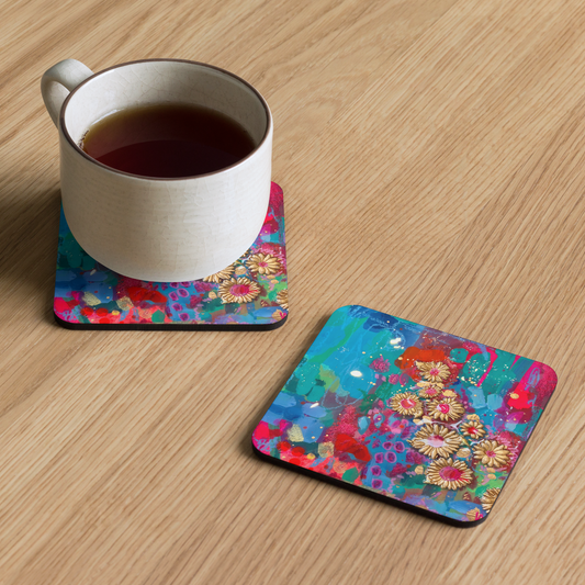 Friends are Flowers in the Garden of Life // Cork-back Coaster